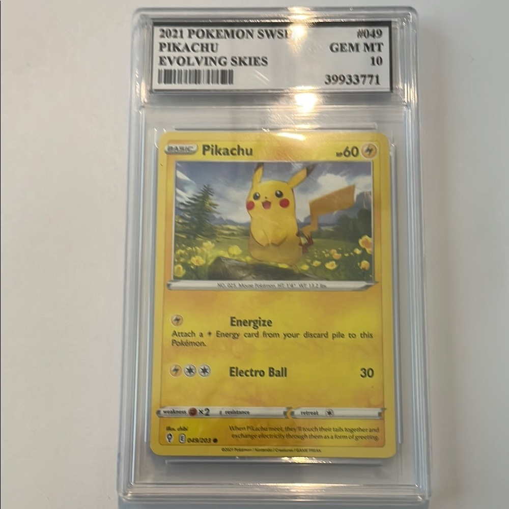 2021 Pokemon Evolving Skies Pikachu Trading Card - Graded GEM MT 10